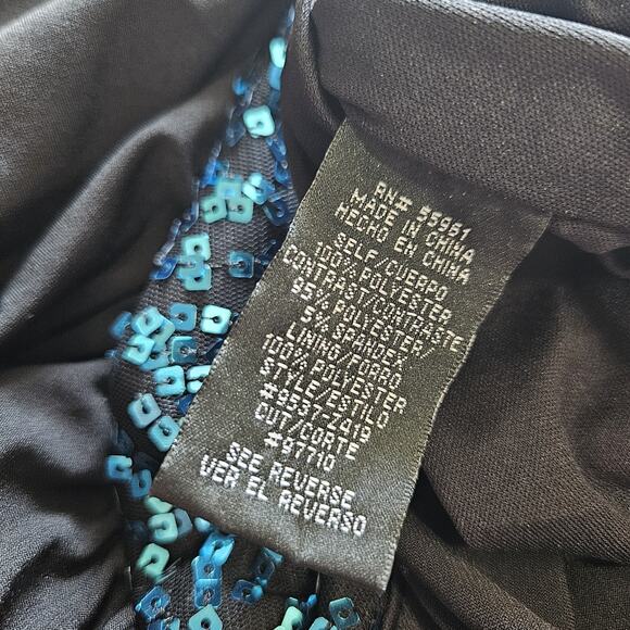 Vtg Y2K 90s Deb Strapless Mini Dress Size L Blue Sequin Bodycon Party HOCO Club - Picture 11 of 11